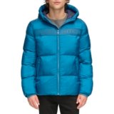 Tommy Hilfiger Chaqueta acolchada con estampado de logotipo fantasma para hombre, azul, talla M