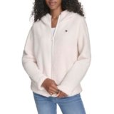 Tommy Hilfiger para mujer Sudadera con capucha y cremallera Sherpa de forro polar, Marfil suave, XL