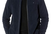 Tommy Hilfiger Chaqueta de forro polar clásica con cremallera frontal para hombre, Azul marino, Grande