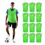 GSi Pinnies deportivos – Paquete de 12 – Tamaño libre para jóvenes y adultos – 5 opciones de color – Fútbol, chaleco de práctica de baloncesto (verde)