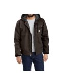 Carhartt Chaqueta utilitaria para hombre de ajuste relajado de lona encerada con forro de sherpa, Marrón oscuro, XL