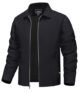 TACVASEN Chaqueta cortavientos ligera para hombre con cremallera completa y cuello plegable, abrigo casual ligero con bolsillos con cremallera, Negro, Grande