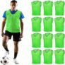GSi Pinnies deportivos – Paquete de 12 – Tamaño libre para jóvenes y adultos – 5 opciones de color – Fútbol, chaleco de práctica de baloncesto (verde)