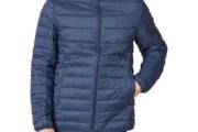 Amazon Essentials – Chaqueta para hombre, ligera, resistente al agua, con capucha, Azul Marino, L