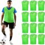 GSi Pinnies deportivos – Paquete de 12 – Tamaño libre para jóvenes y adultos – 5 opciones de color – Fútbol, chaleco de práctica de baloncesto (verde)