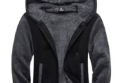 SCODI Sudaderas con capucha para hombre, forro polar pesado, cremallera completa, forro de sherpa grueso, chaqueta con capucha, Negro Gris, Grande