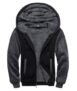 SCODI Sudaderas con capucha para hombre, forro polar pesado, cremallera completa, forro de sherpa grueso, chaqueta con capucha, Negro Gris, Grande
