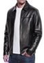 Chaqueta de piel de cordero auténtica para hombre Storemm | estilo clásico de motociclista | chaquetas de piel de cordero para hombre, Negro, Grande