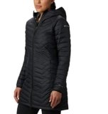 Columbia Powder Lite – Chaqueta de longitud media para mujer, Negro, Mediana
