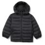 Amazon Essentials Chaqueta acolchada empacable con capucha, ligera y resistente al agua, para niños, color negro, talla pequeña