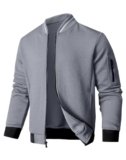 SAVKOOV – Chaqueta ligera de ajuste suelto para hombre, estilo bomber casual elegante, Gris, Grande