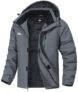 MAOYSSEN – Chaqueta de esquí para hombre, resistente al agua, abrigo cálido de invierno para la nieve, cortavientos con capucha para snowboard, apta para senderismo al aire libre, Gris-oscuro