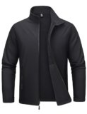 MAGCOMSEN – Chaqueta de Softshell para hombre con forro polar, ligera, impermeable, cortavientos, con cierre de cremallera, para invierno, táctica, de senderismo, Negro, Mediana